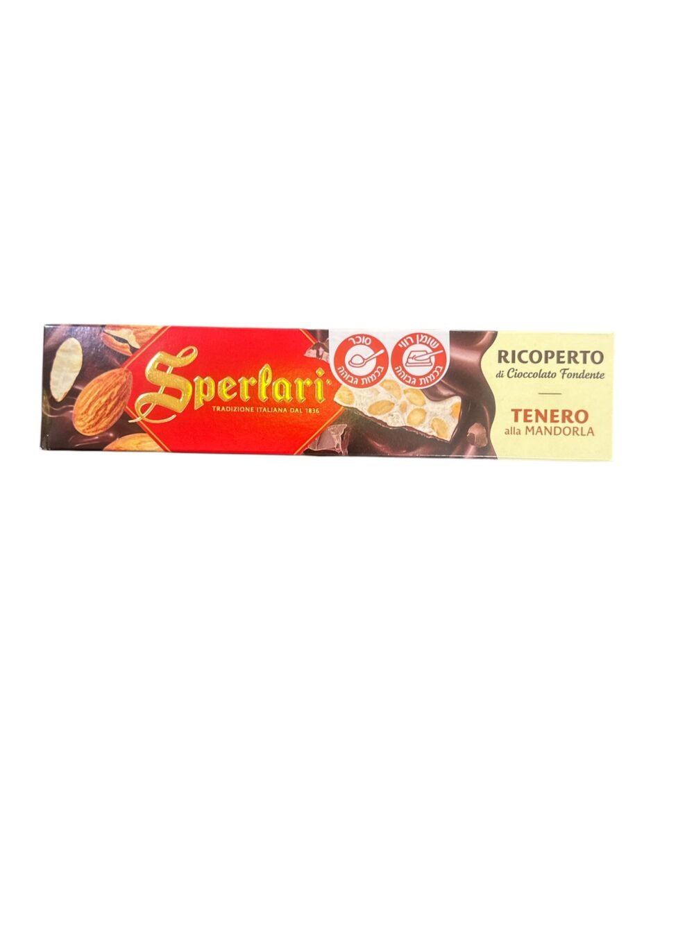 SPERLARI  ממתק נוגט עם שקדים בציפוי שוקולד מריר 200 גרם