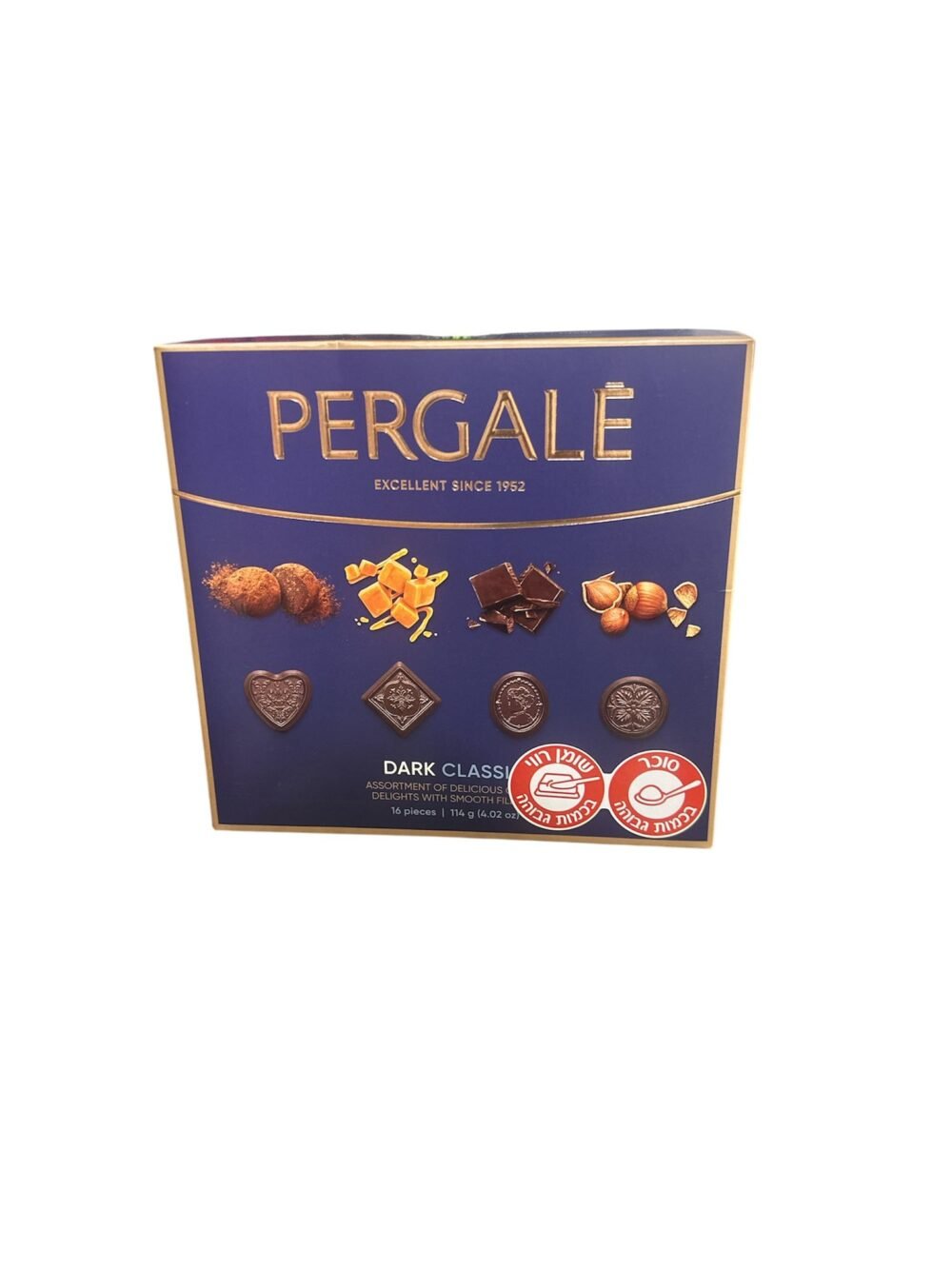 PERGALE בונ' שוקולד מריר קרמל ואגוזי לוז וטראפל 114 גרם